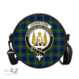 Scottish Johnstone-Johnston Modern Tartan Round Crossbody Bags - Round Purse with Family Crest Scottish Plaid Tartan Plaid - ScotsTee - scotstee.com