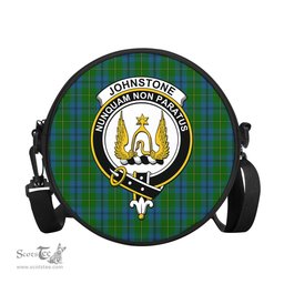 Scottish Johnstone-Johnston Tartan Round Crossbody Bags - Round Purse with Family Crest Scottish Plaid Tartan Plaid - ScotsTee - scotstee.com