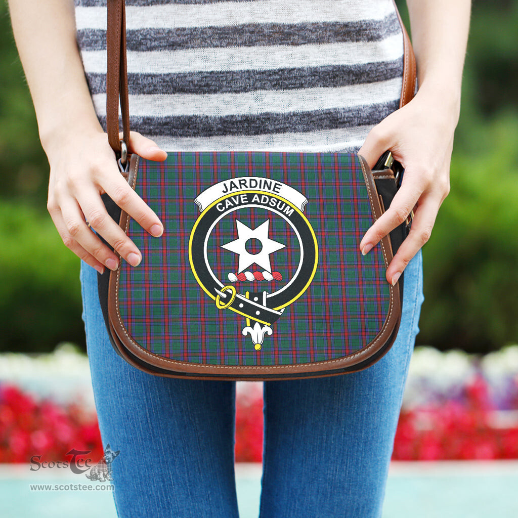 Scottish Jardine Dress Tartan Saddle Crossbody Bag with Family Crest Scottish Plaid Tartan Plaid - ScotsTee - scotstee.com