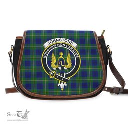 Scottish Johnstone-Johnston Modern Tartan Saddle Crossbody Bag with Family Crest Scottish Plaid Tartan Plaid - ScotsTee - scotstee.com