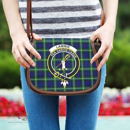 Scottish Lammie Tartan Saddle Crossbody Bag with Family Crest Scottish Plaid Tartan Plaid - ScotsTee - scotstee.com