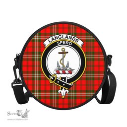 Scottish Langlands Tartan Round Crossbody Bags - Round Purse with Family Crest Scottish Plaid Tartan Plaid - ScotsTee - scotstee.com
