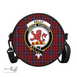 Scottish Kelly of Sleat Red Tartan Round Crossbody Bags - Round Purse with Family Crest Scottish Plaid Tartan Plaid - ScotsTee - scotstee.com
