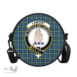 Scottish Lamont Ancient Tartan Round Crossbody Bags - Round Purse with Family Crest Scottish Plaid Tartan Plaid - ScotsTee - scotstee.com