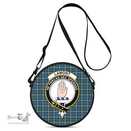 Scottish Lamont Ancient Tartan Round Crossbody Bags - Round Purse with Family Crest Scottish Plaid Tartan Plaid - ScotsTee - scotstee.com