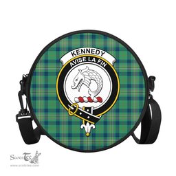 Scottish Kennedy Ancient Tartan Round Crossbody Bags - Round Purse with Family Crest Scottish Plaid Tartan Plaid - ScotsTee - scotstee.com