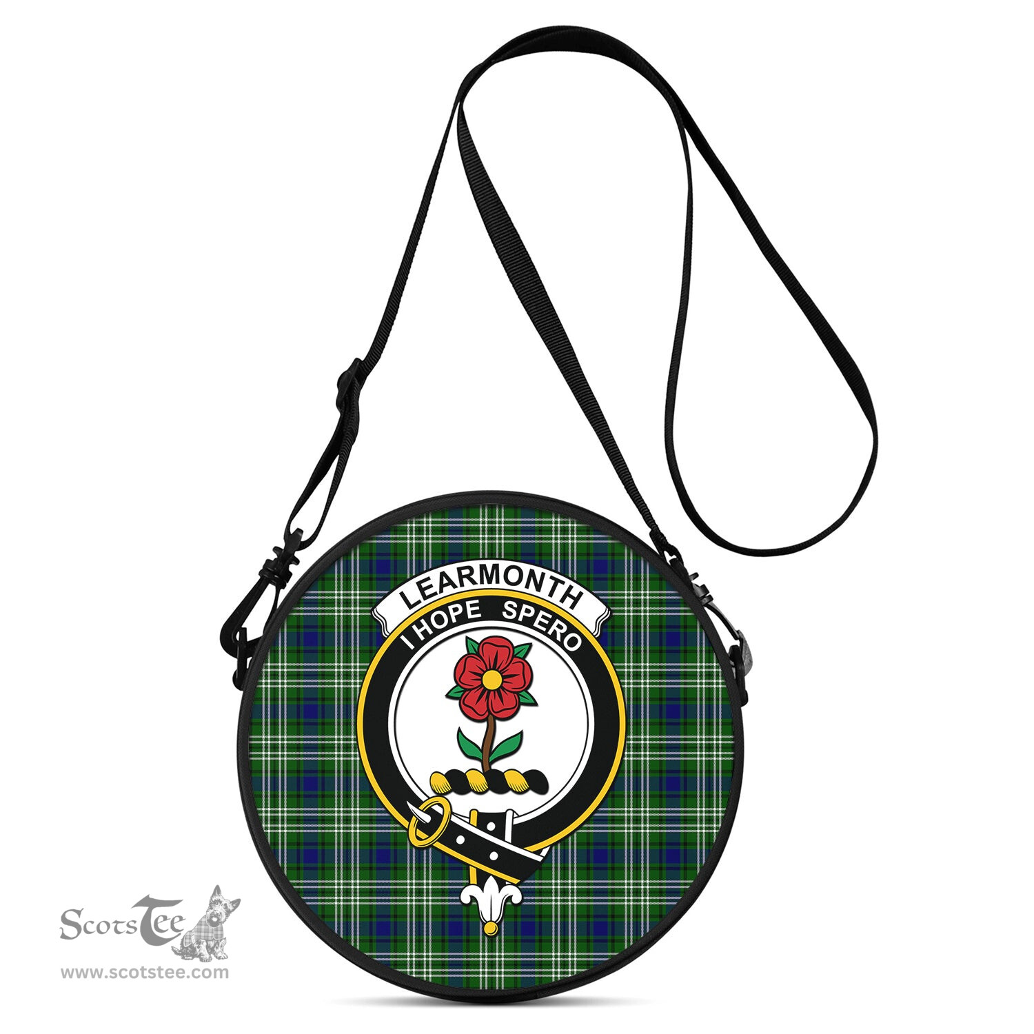 Scottish Learmonth Tartan Round Crossbody Bags - Round Purse with Family Crest Scottish Plaid Tartan Plaid - ScotsTee - scotstee.com