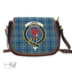 Scottish Laing Tartan Saddle Crossbody Bag with Family Crest Scottish Plaid Tartan Plaid - ScotsTee - scotstee.com