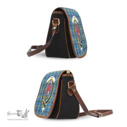 Scottish Laing Tartan Saddle Crossbody Bag with Family Crest Scottish Plaid Tartan Plaid - ScotsTee - scotstee.com