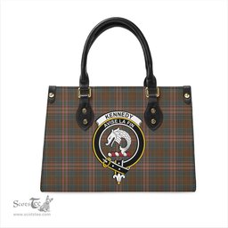Scottish Kennedy Weathered Tartan Leather Bag for Women with Family Crest Scottish Plaid Tartan Plaid - ScotsTee - scotstee.com