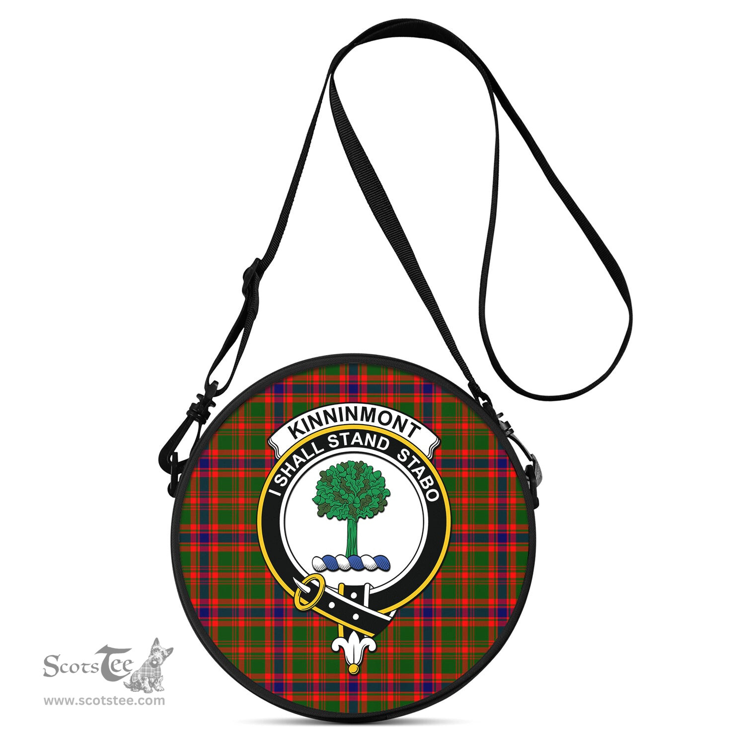 Scottish Kinninmont Tartan Round Crossbody Bags - Round Purse with Family Crest Scottish Plaid Tartan Plaid - ScotsTee - scotstee.com