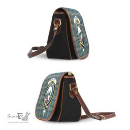 Scottish Kennedy Modern Tartan Saddle Crossbody Bag with Family Crest Scottish Plaid Tartan Plaid - ScotsTee - scotstee.com