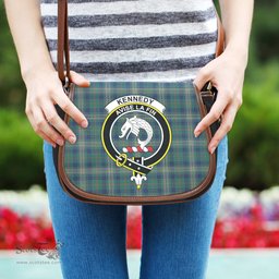 Scottish Kennedy Modern Tartan Saddle Crossbody Bag with Family Crest Scottish Plaid Tartan Plaid - ScotsTee - scotstee.com