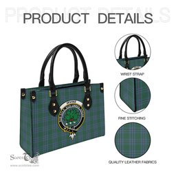 Scottish Irvine of Drum Tartan Leather Bag for Women with Family Crest Scottish Plaid Tartan Plaid - ScotsTee - scotstee.com