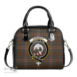 Scottish Kennedy Weathered Tartan Shoulder Handbags with Family Crest Scottish Plaid Tartan Plaid - ScotsTee - scotstee.com