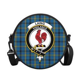 Scottish Laing Tartan Round Crossbody Bags - Round Purse with Family Crest Scottish Plaid Tartan Plaid - ScotsTee - scotstee.com