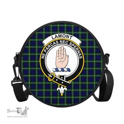 Scottish Lamont Modern Tartan Round Crossbody Bags - Round Purse with Family Crest Scottish Plaid Tartan Plaid - ScotsTee - scotstee.com