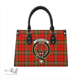 Scottish Langlands Tartan Leather Bag for Women with Family Crest Scottish Plaid Tartan Plaid - ScotsTee - scotstee.com