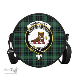 Scottish MacAulay Hunting Ancient Tartan Round Crossbody Bags - Round Purse with Family Crest Scottish Plaid Tartan Plaid - ScotsTee - scotstee.com