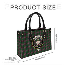 Scottish MacFarlane Hunting Tartan Leather Bag for Women with Family Crest Scottish Plaid Tartan Plaid - ScotsTee - scotstee.com