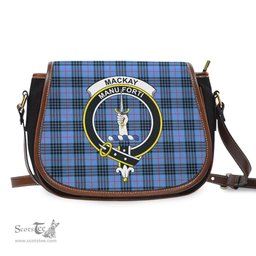 Scottish MacKay Blue Tartan Saddle Crossbody Bag with Family Crest Scottish Plaid Tartan Plaid - ScotsTee - scotstee.com