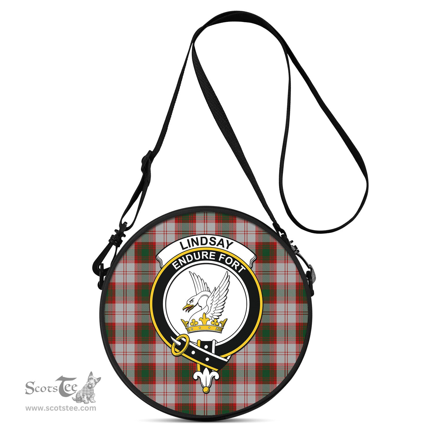 Scottish Lindsay Dress Red Tartan Round Crossbody Bags - Round Purse with Family Crest Scottish Plaid Tartan Plaid - ScotsTee - scotstee.com