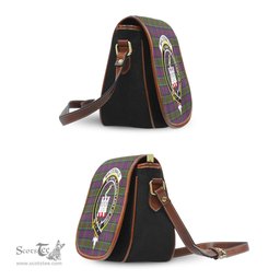 Scottish MacDonald of Clan Ranald Modern Tartan Saddle Crossbody Bag with Family Crest Scottish Plaid Tartan Plaid - ScotsTee - scotstee.com