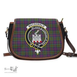 Scottish MacDonald of Clan Ranald Modern Tartan Saddle Crossbody Bag with Family Crest Scottish Plaid Tartan Plaid - ScotsTee - scotstee.com