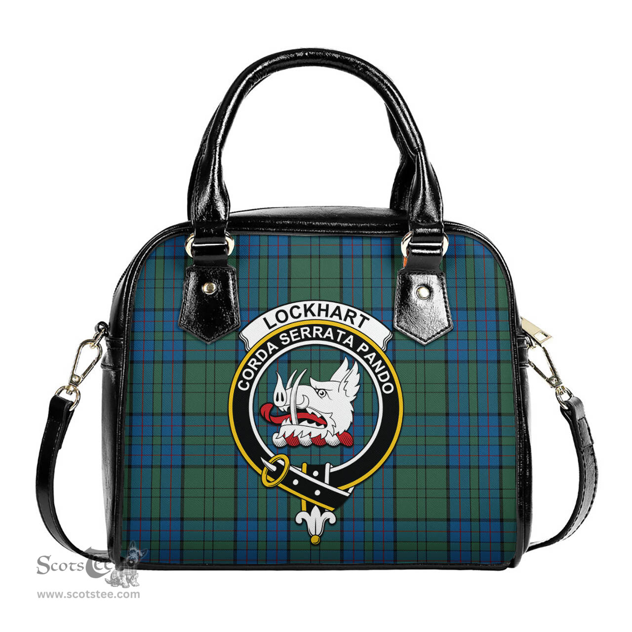 Scottish Lockhart Tartan Shoulder Handbags with Family Crest Scottish Plaid Tartan Plaid - ScotsTee - scotstee.com