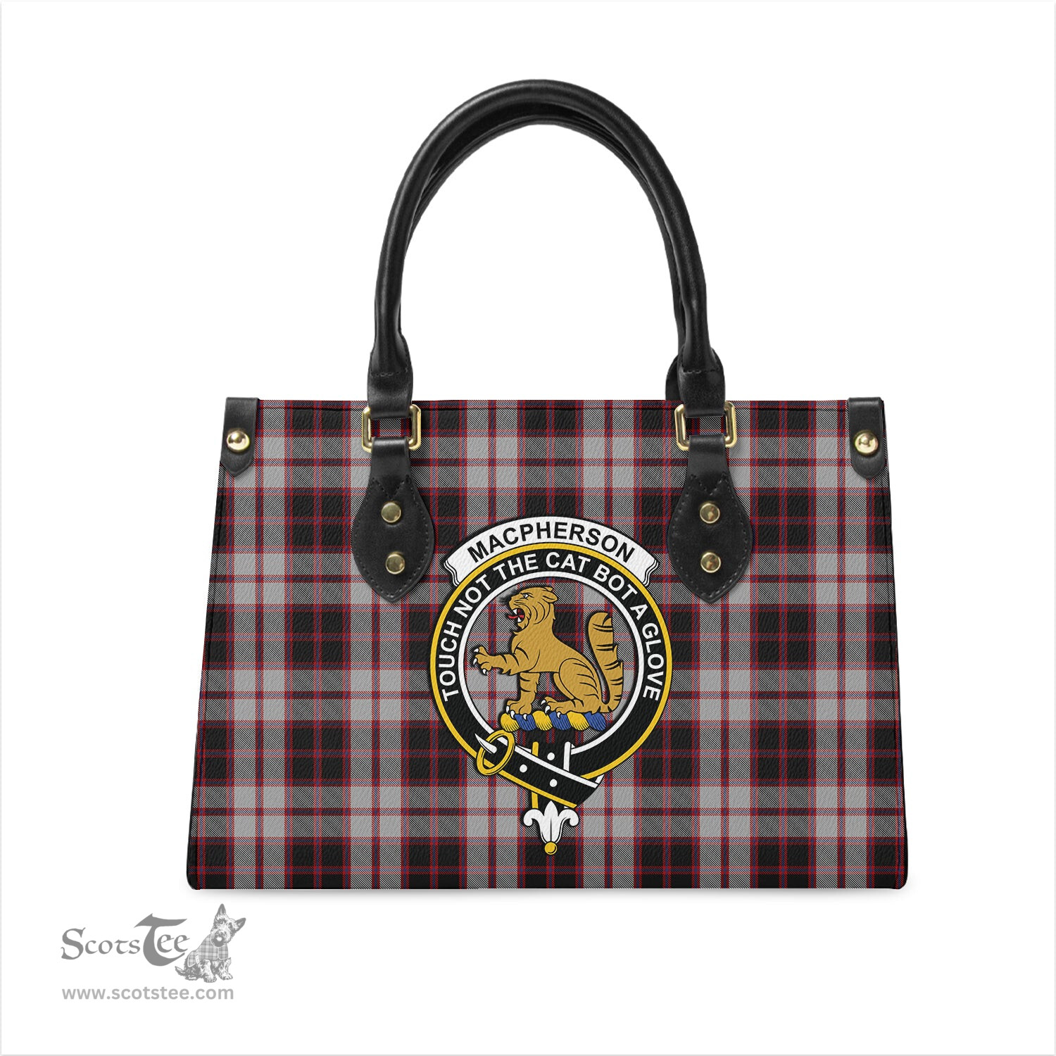 Scottish MacPherson Tartan Leather Bag for Women with Family Crest Scottish Plaid Tartan Plaid - ScotsTee - scotstee.com