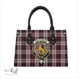 Scottish MacPherson Tartan Leather Bag for Women with Family Crest Scottish Plaid Tartan Plaid - ScotsTee - scotstee.com