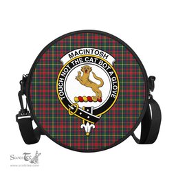 Scottish MacIntosh Hunting Modern Tartan Round Crossbody Bags - Round Purse with Family Crest Scottish Plaid Tartan Plaid - ScotsTee - scotstee.com