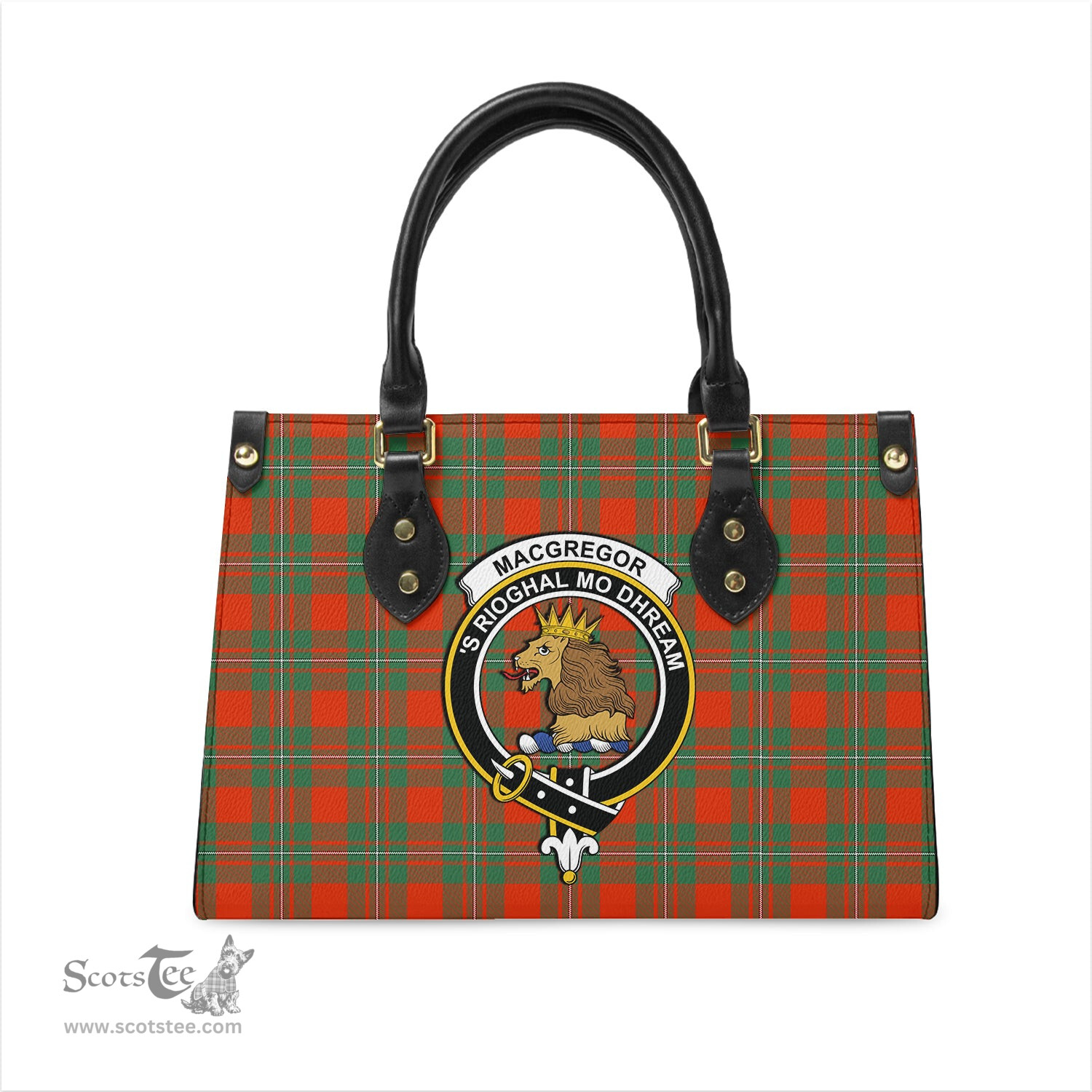Scottish MacGregor Ancient Tartan Leather Bag for Women with Family Crest Scottish Plaid Tartan Plaid - ScotsTee - scotstee.com