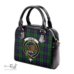 Scottish Leslie Hunting Tartan Shoulder Handbags with Family Crest Scottish Plaid Tartan Plaid - ScotsTee - scotstee.com