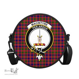 Scottish MacIntyre Modern Tartan Round Crossbody Bags - Round Purse with Family Crest Scottish Plaid Tartan Plaid - ScotsTee - scotstee.com