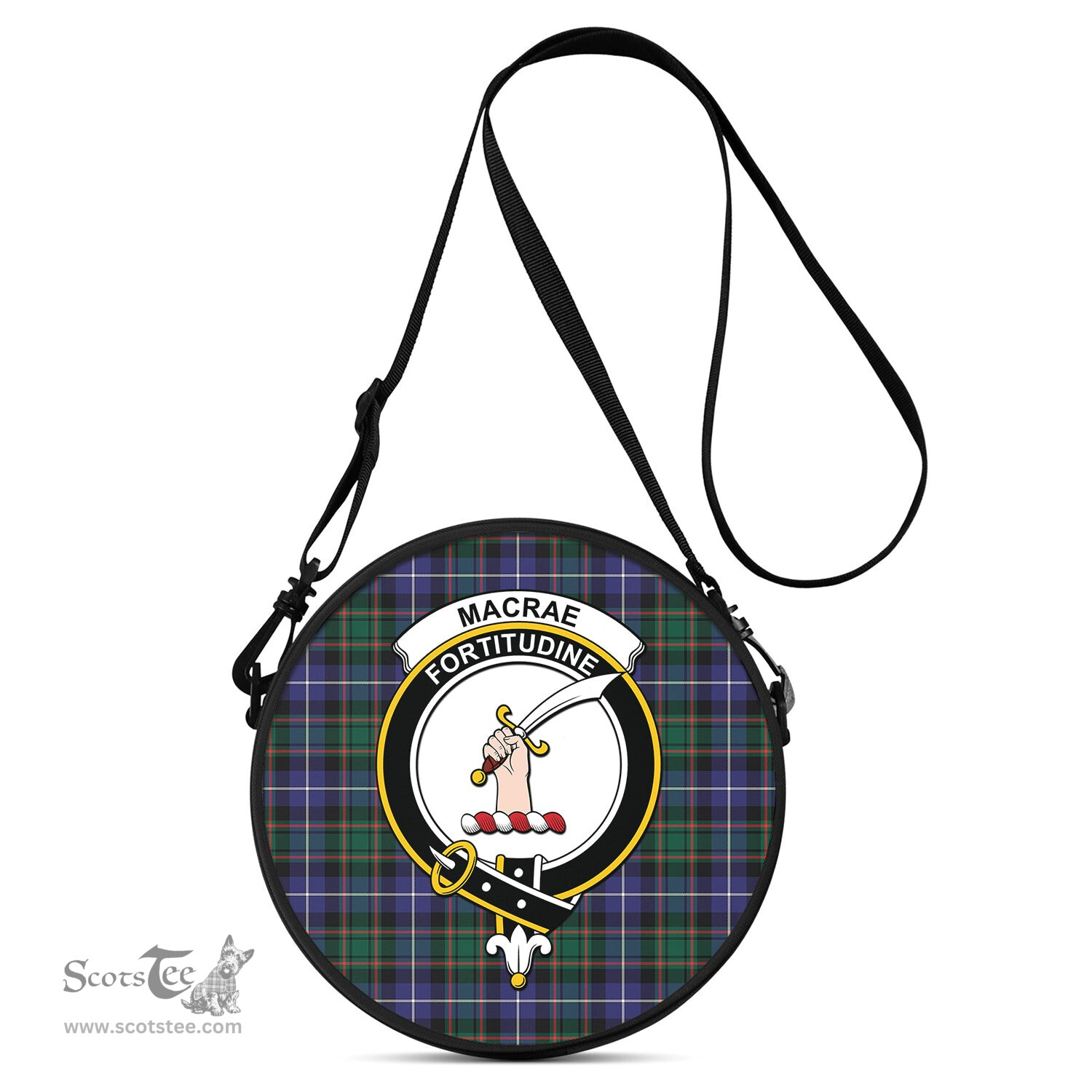 Scottish MacRae Hunting Modern Tartan Round Crossbody Bags - Round Purse with Family Crest Scottish Plaid Tartan Plaid - ScotsTee - scotstee.com