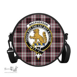 Scottish MacPherson Tartan Round Crossbody Bags - Round Purse with Family Crest Scottish Plaid Tartan Plaid - ScotsTee - scotstee.com