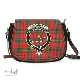Scottish MacAulay Modern Tartan Saddle Crossbody Bag with Family Crest Scottish Plaid Tartan Plaid - ScotsTee - scotstee.com