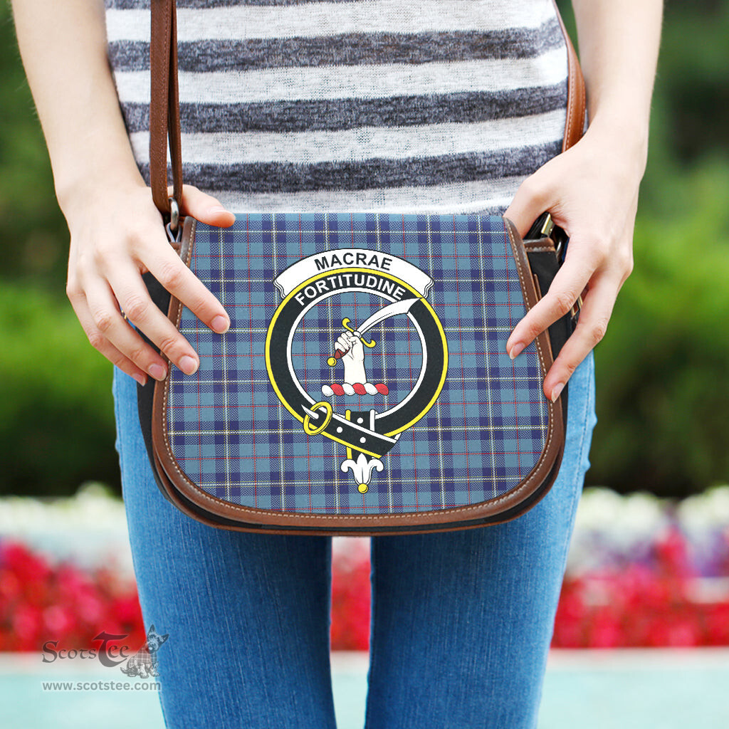 Scottish MacRaes of America Tartan Saddle Crossbody Bag with Family Crest Scottish Plaid Tartan Plaid - ScotsTee - scotstee.com
