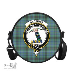 Scottish MacInnes Ancient Tartan Round Crossbody Bags - Round Purse with Family Crest Scottish Plaid Tartan Plaid - ScotsTee - scotstee.com