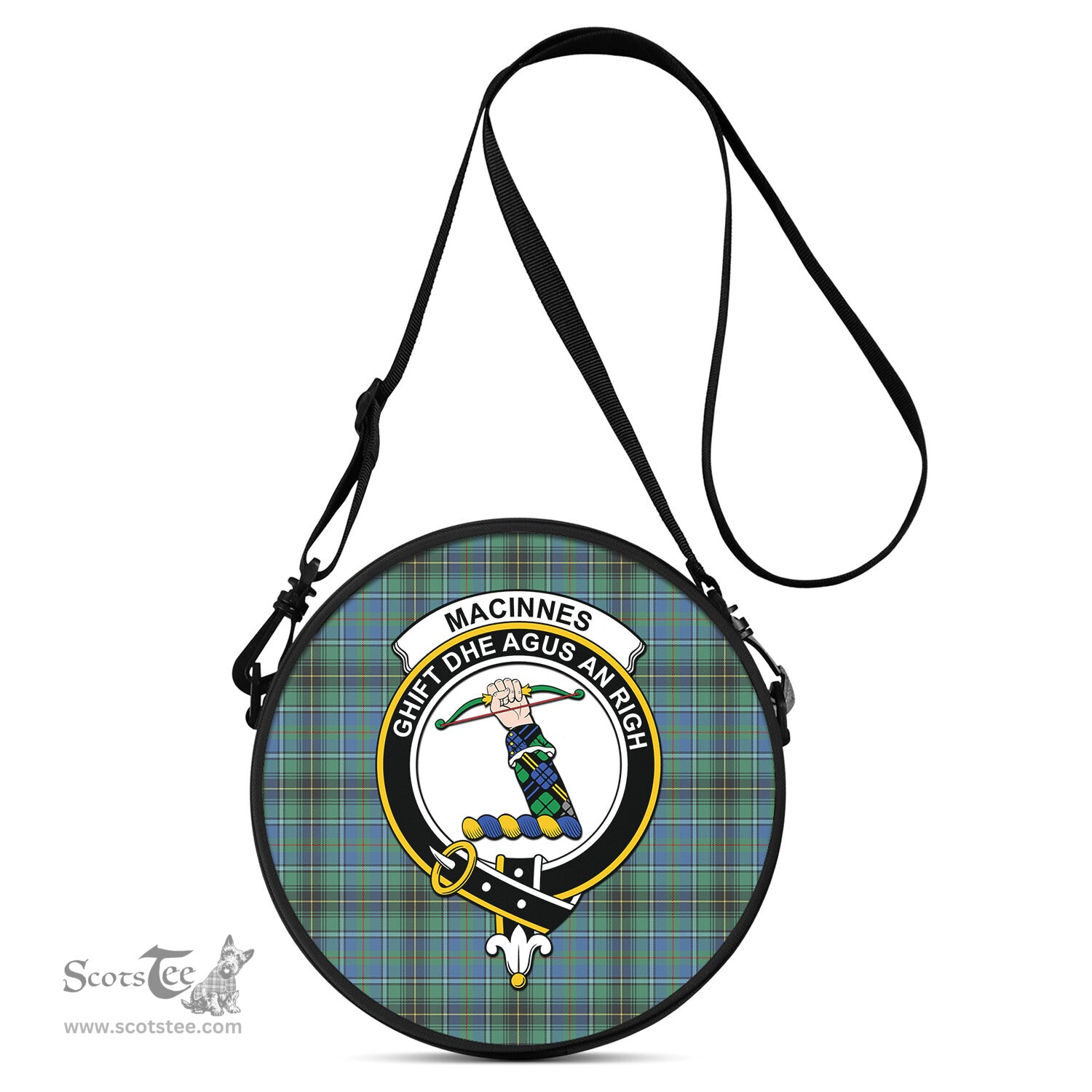 Scottish MacInnes Ancient Tartan Round Crossbody Bags - Round Purse with Family Crest Scottish Plaid Tartan Plaid - ScotsTee - scotstee.com
