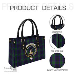 Scottish Lumsden Green Tartan Leather Bag for Women with Family Crest Scottish Plaid Tartan Plaid - ScotsTee - scotstee.com