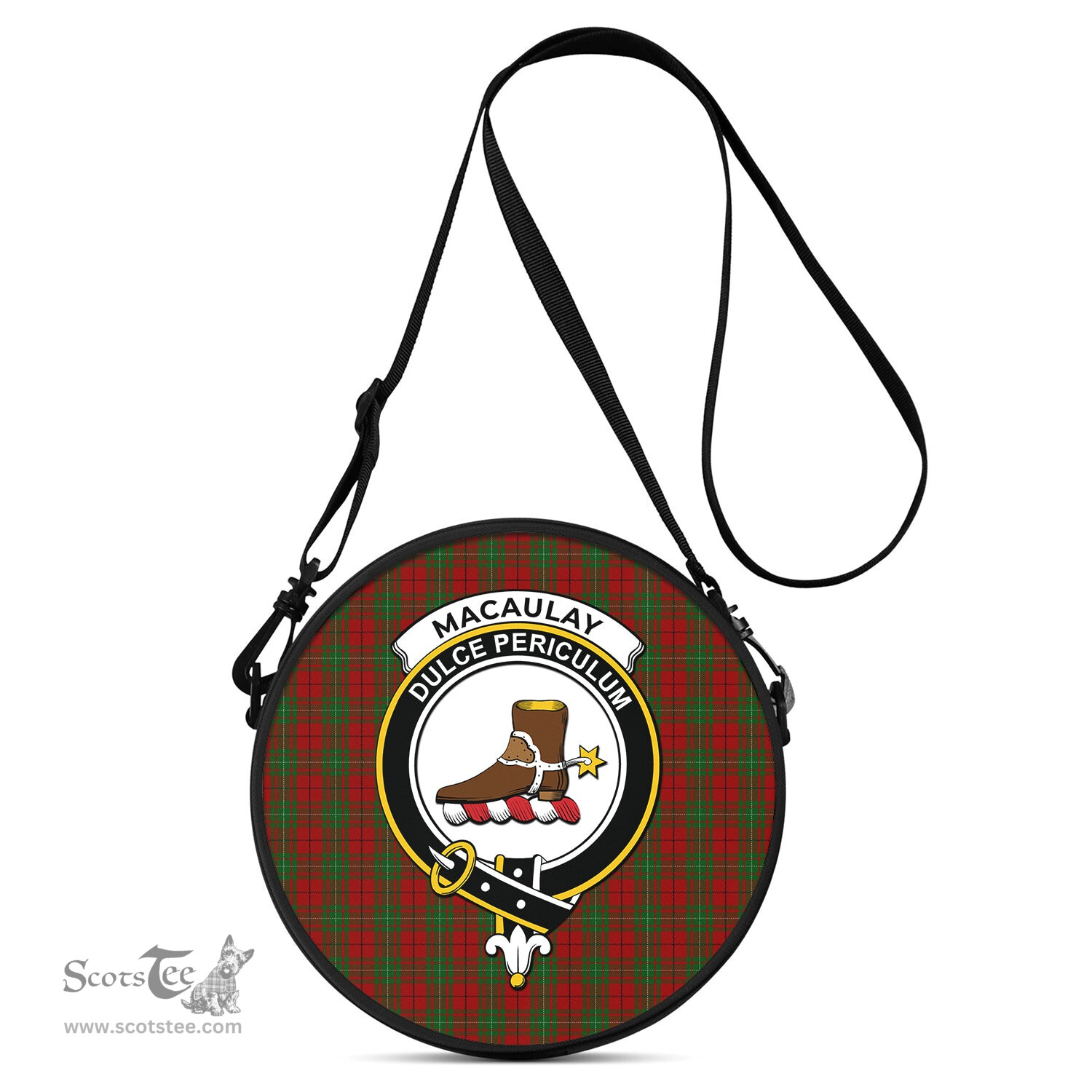 Scottish MacAulay Tartan Round Crossbody Bags - Round Purse with Family Crest Scottish Plaid Tartan Plaid - ScotsTee - scotstee.com