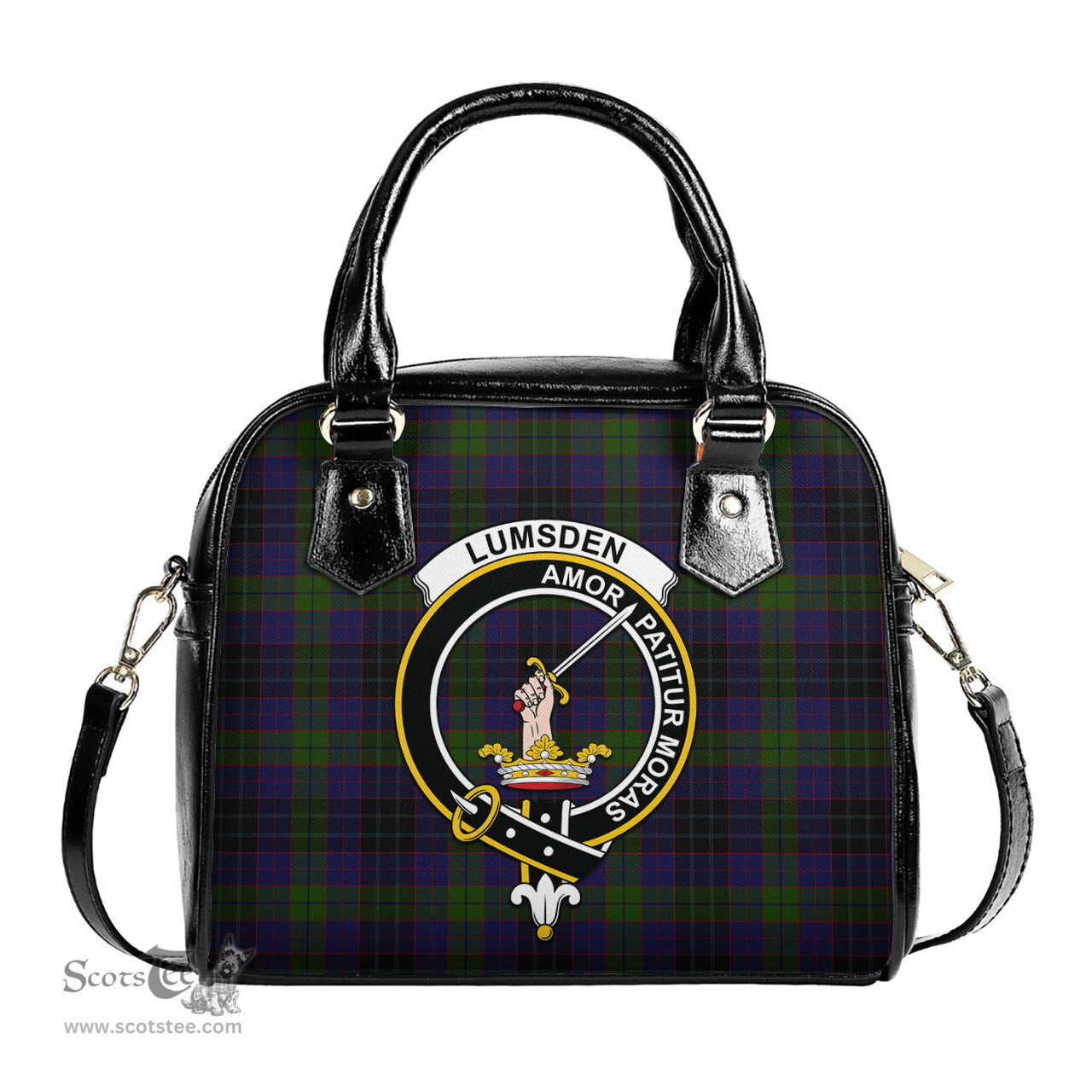 Scottish Lumsden Hunting Tartan Shoulder Handbags with Family Crest Scottish Plaid Tartan Plaid - ScotsTee - scotstee.com