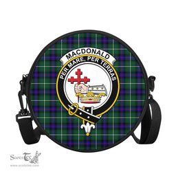 Scottish MacDonald of the Isles Hunting Modern Tartan Round Crossbody Bags - Round Purse with Family Crest Scottish Plaid Tartan Plaid - ScotsTee - scotstee.com