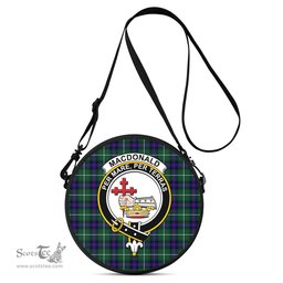 Scottish MacDonald of the Isles Hunting Modern Tartan Round Crossbody Bags - Round Purse with Family Crest Scottish Plaid Tartan Plaid - ScotsTee - scotstee.com