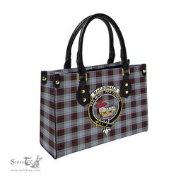 Scottish MacDonald Dress Ancient Tartan Leather Bag for Women with Family Crest Scottish Plaid Tartan Plaid - ScotsTee - scotstee.com
