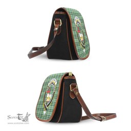 Scottish MacDonald Lord of the Isles Hunting Tartan Saddle Crossbody Bag with Family Crest Scottish Plaid Tartan Plaid - ScotsTee - scotstee.com