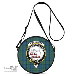 Scottish Lockhart Tartan Round Crossbody Bags - Round Purse with Family Crest Scottish Plaid Tartan Plaid - ScotsTee - scotstee.com