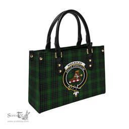 Scottish MacAulay Hunting Tartan Leather Bag for Women with Family Crest Scottish Plaid Tartan Plaid - ScotsTee - scotstee.com